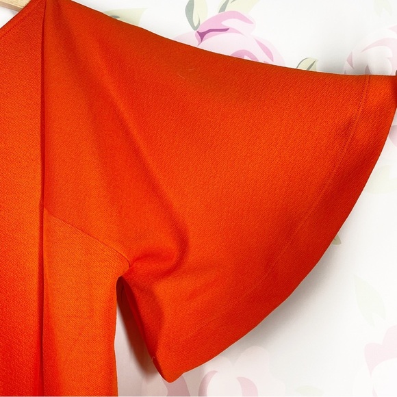 ZARA Orange Flutter Sleeves Shift Mini Dress S - Picture 5 of 9